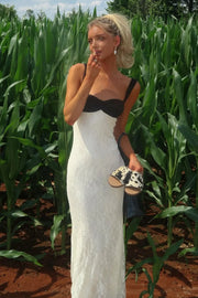 Sweetheart Sleeveles Lace Fitted Floor-Length Party Prom Dress
