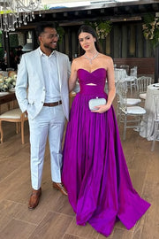 Sweetheart Sleeveless A-Line Pleated Empire Long Party Prom Dress