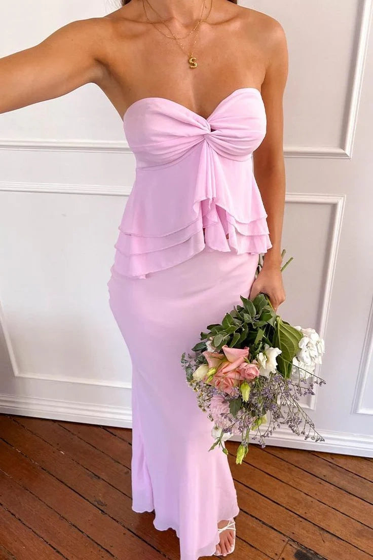 Sweetheart Sleeveless Chiffon Mermaid Ruffle Party Prom Dress