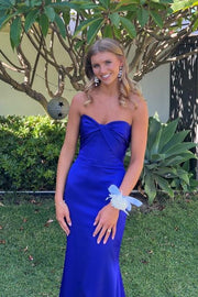 Sweetheart Sleeveless Empire Long Satin Party Prom Dress 