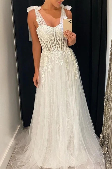 Sweetheart Sleeveless Empire Tulle A-Line Wedding Dress Custom Color / US 10 Sweetheart Sleeveless Empire Tulle A-Line Wedding Dress Custom Color / US 10