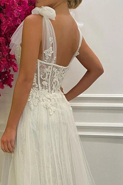 Sweetheart Sleeveless Empire Tulle A-Line Wedding Dress