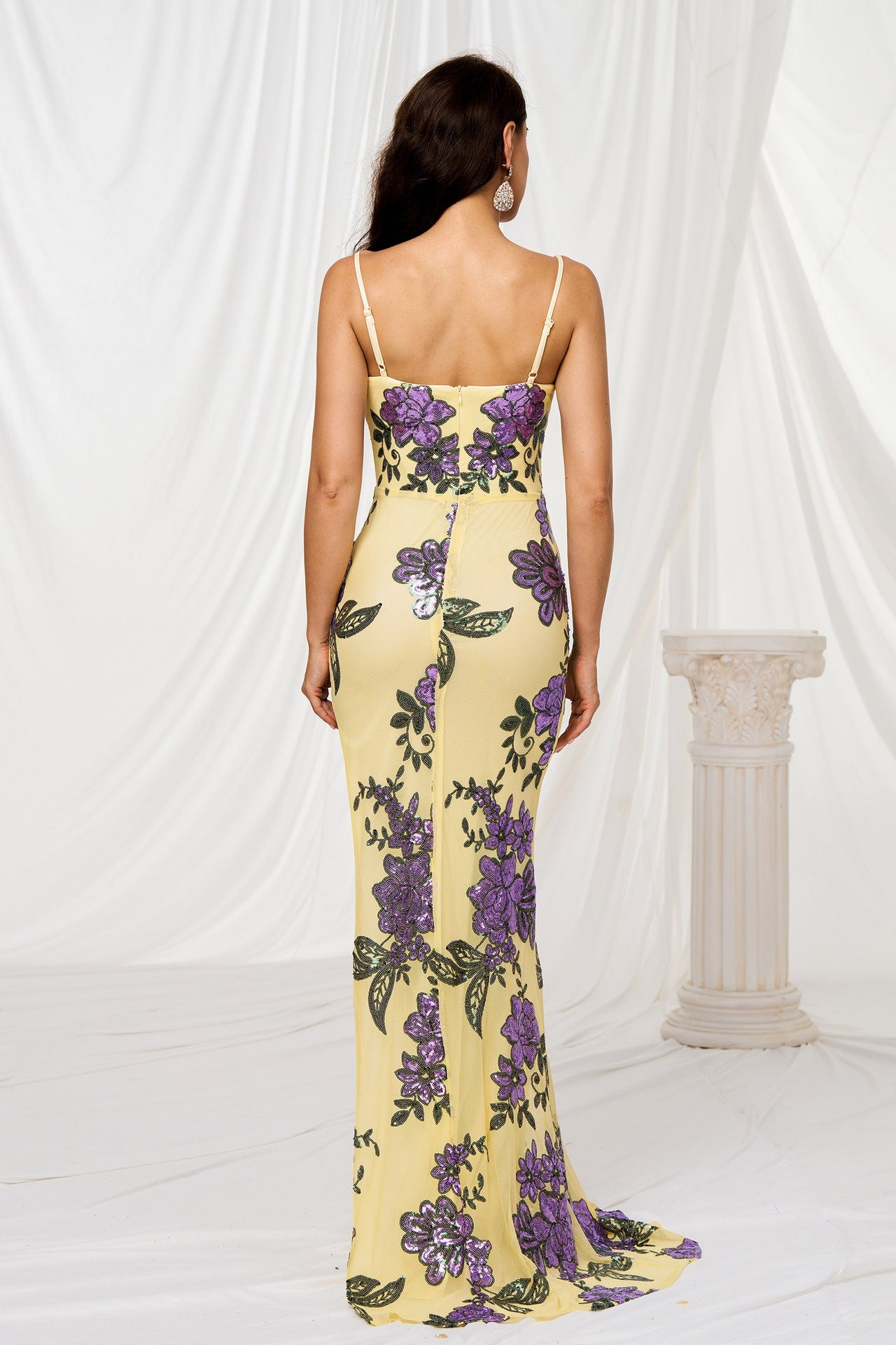 Sweetheart Sleeveless Floral Mermaid Party Prom Dress With Slit