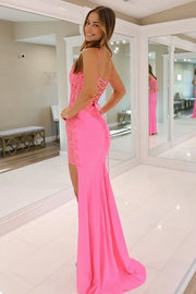 Sweetheart Sleeveless Lace-Up Two Tone Mermaid Split Party Prom Dress
