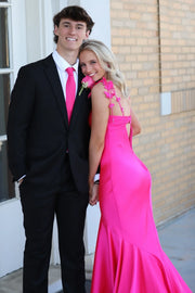 Sweetheart Sleeveless Mermaid Emoire Satin Party Prom Dress With Train