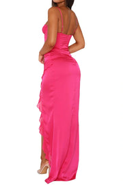 Sweetheart Sleeveless Party Dress With Ruffled Slit