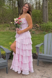 Sweetheart Spaghetti A-Line Empire Chiffon Tiered Prom Party Dress