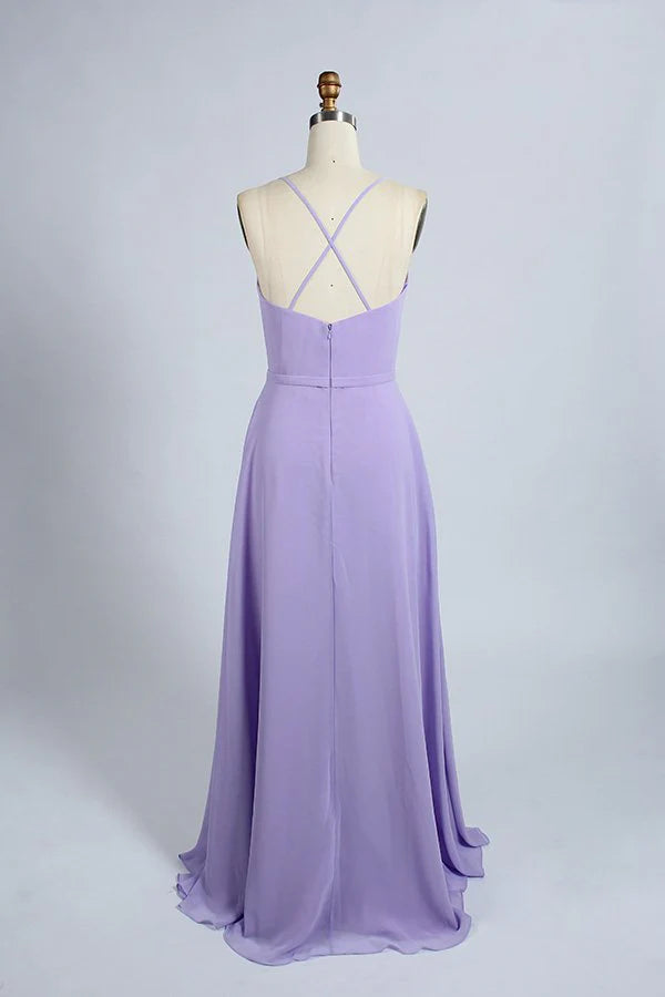 Sweetheart Spaghetti Straps Chiffon A-Line Ruffled Bridesmaid Dress