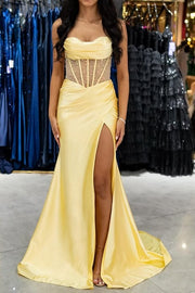 Sweetheart Sleeveless Mermaid Prom Party Dress With Slit