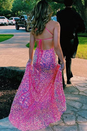 Sweetheart Spaghetti Straps Mermaid Sequins Prom Evening Dress