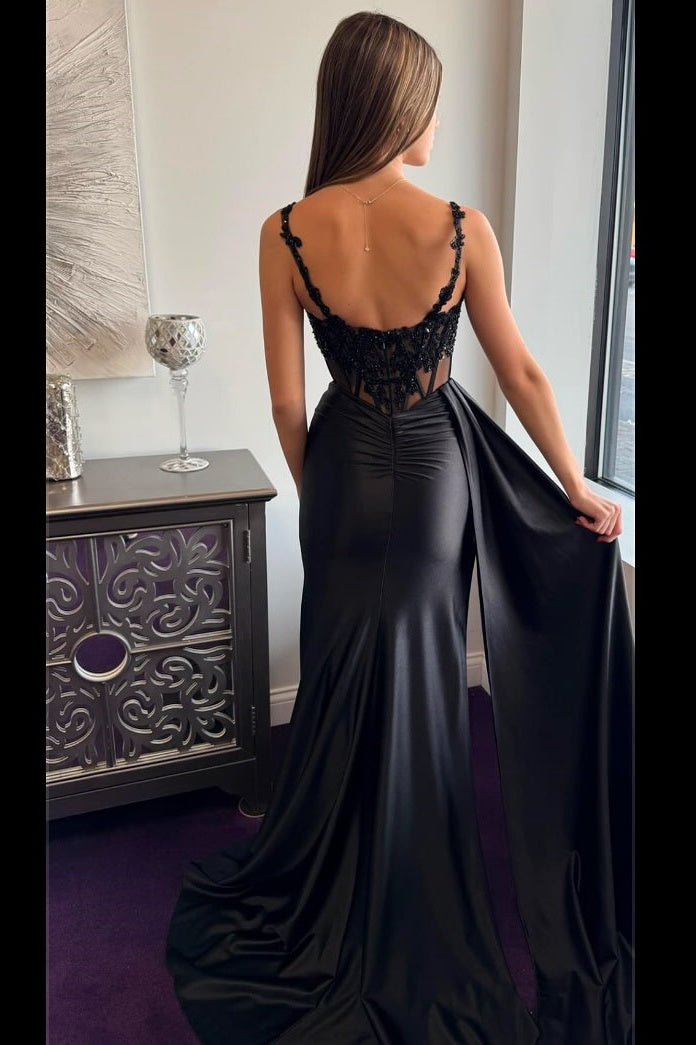 Sweetheart Spaghetti Straps Sheer Empire Party Prom Dress With Train