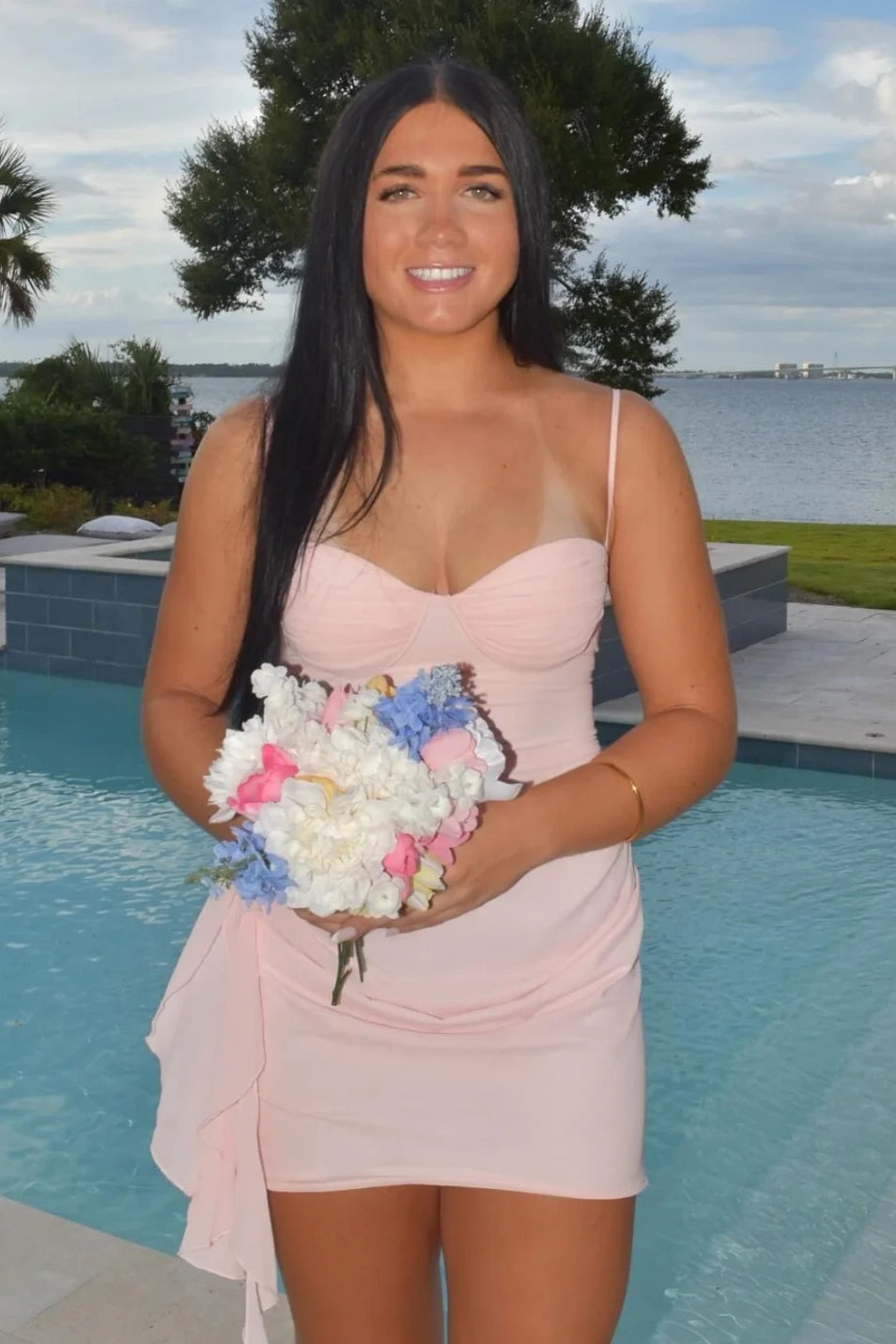 Sweetheart Spaghetti Straps Tight Chiffon Mini Homecoming Dress