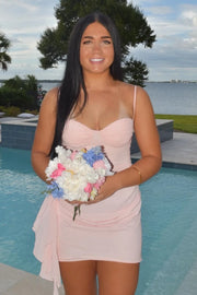 Sweetheart Spaghetti Straps Tight Chiffon Mini Homecoming Dress