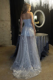 Sweetheart Strapless A-Line Empire Sparkly Prom Party Dress