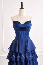 Sweetheart Strapless A-Line Empire Tiered Long Party Prom Dress