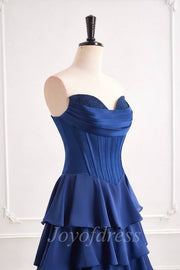 Sweetheart Strapless A-Line Empire Tiered Long Party Prom Dress