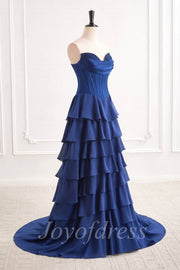 Sweetheart Strapless A-Line Empire Tiered Long Party Prom Dress