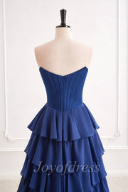 Sweetheart Strapless A-Line Empire Tiered Long Party Prom Dress