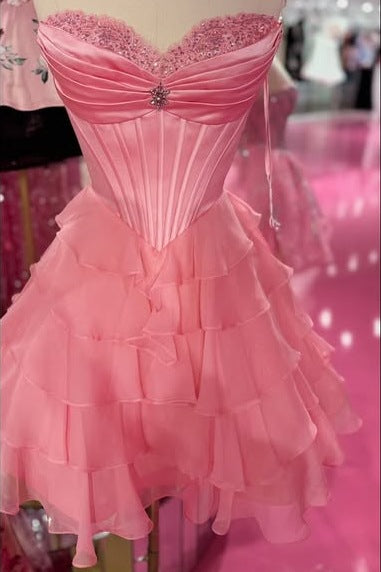 Sweetheart Strapless A-Line Empire Tiered Party Homecoming Dress