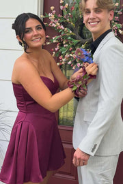 Sweetheart Strapless A-Line Satin Empire Short Party Homecoming Dress