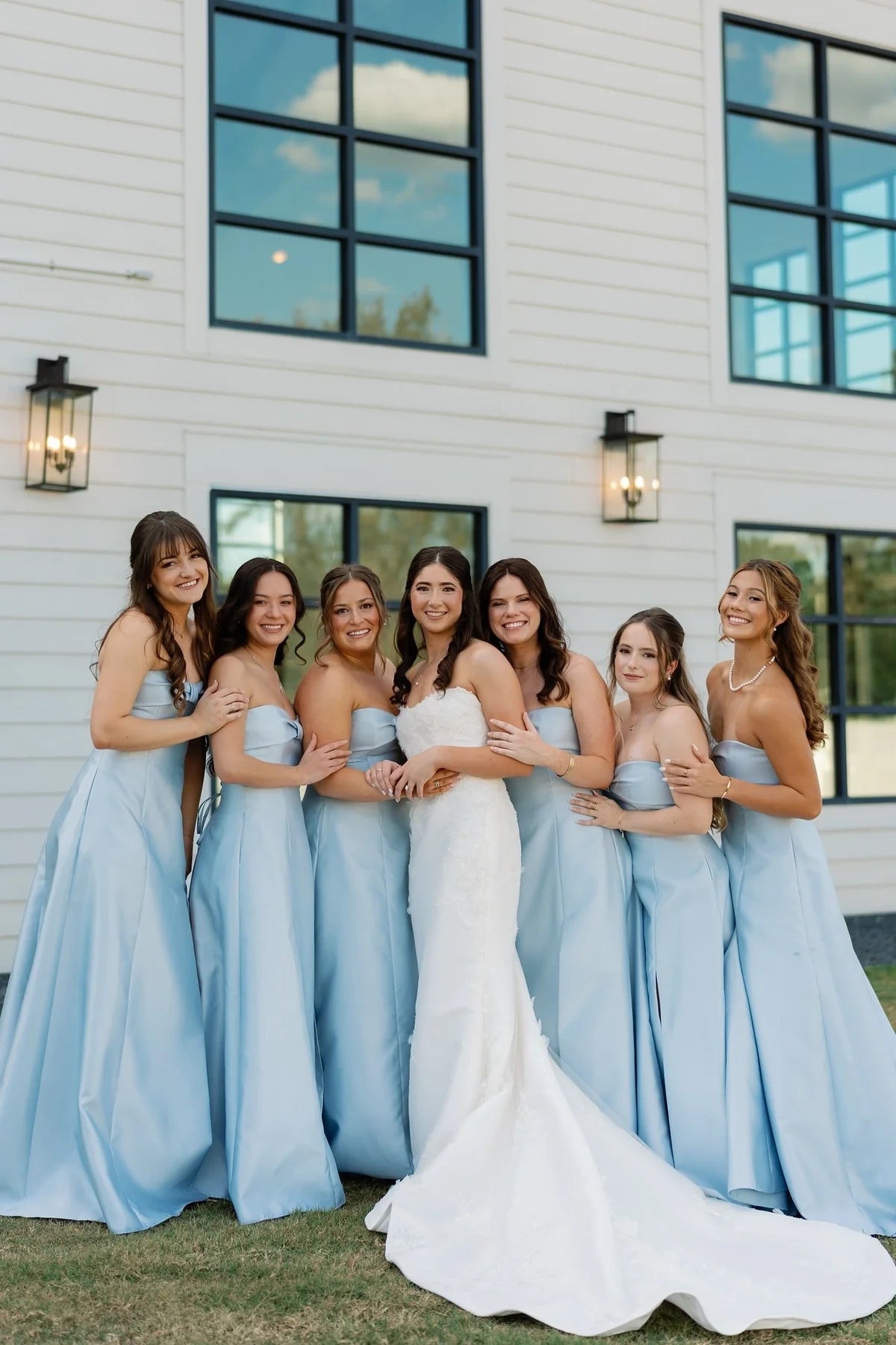 Sweetheart Strapless A-Line Satin Long Bridesmaid Dress