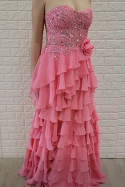 Sweetheart Strapless Chiffon A-Line Lace Appliques Party Prom Dress