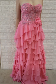Sweetheart Strapless Chiffon A-Line Lace Appliques Party Prom Dress