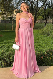 Sweetheart Strapless Chiffon A-Line Long Party Dress