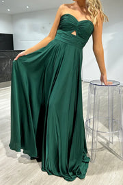 Sweetheart Strapless Empire A-Line Long Bridesmaid Dress