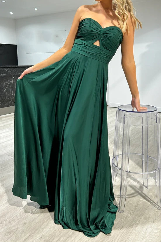 Sweetheart Strapless Empire A-Line Long Bridesmaid Dress