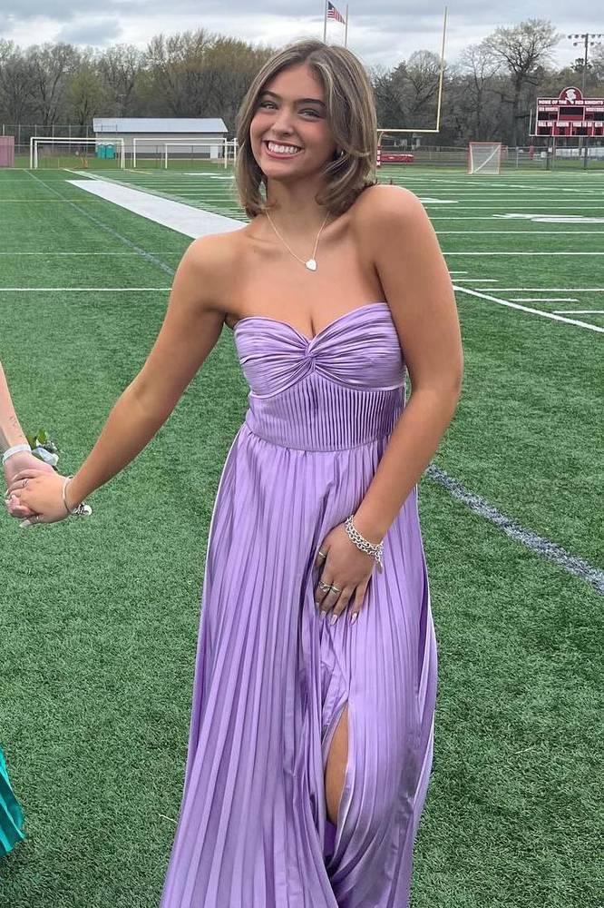 Sweetehart Straps High Side Slit and Train Prom Dress WU1260 main image 1