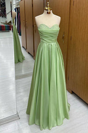 Sweetheart Strapless Empire Beaded Satin A-Line Prom Dress