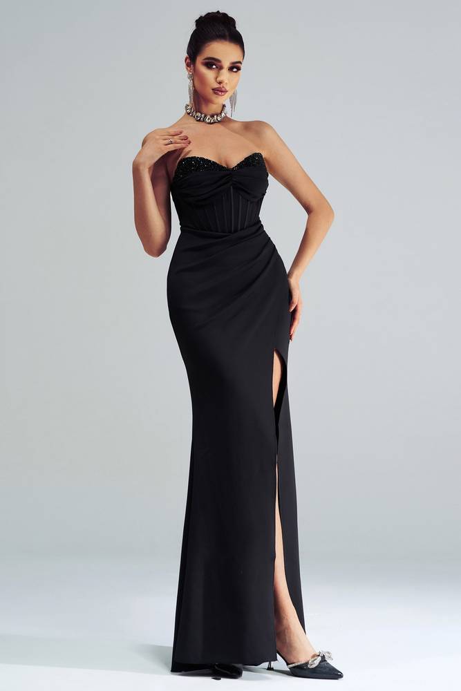 Sweetheart Strapless Empire Long Party Evening Dress With Slit