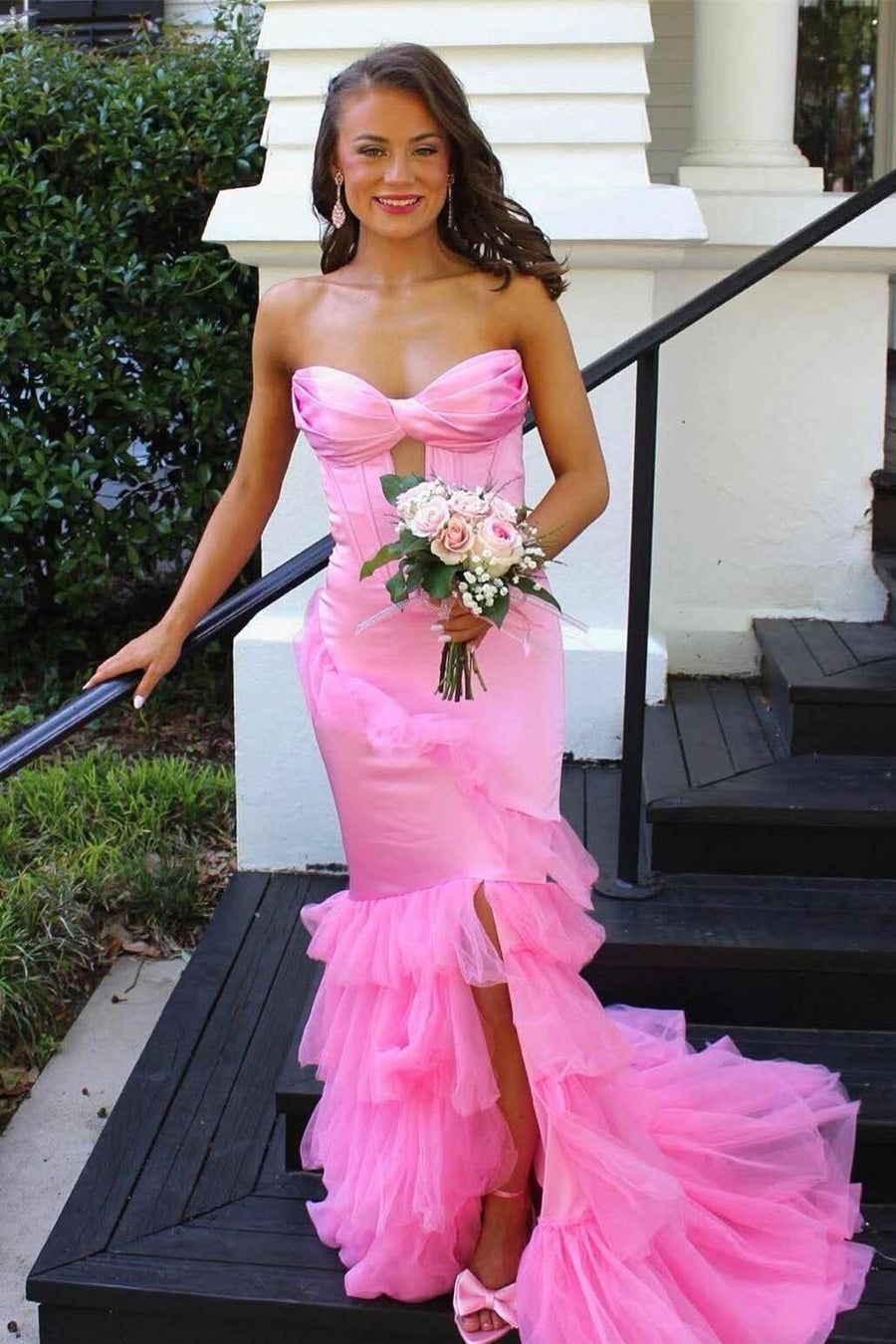 Sweetheart Strapless Empire Mermaid Party Prom Dress With Train