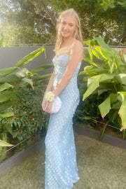 Sweetheart Strapless Fitted Sequin Long Party Prom Dress