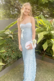 Sweetheart Strapless Fitted Sequin Long Party Prom Dress