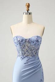 Sweetheart Strapless Lace Appliques Chic Fitted Homecoming Dress