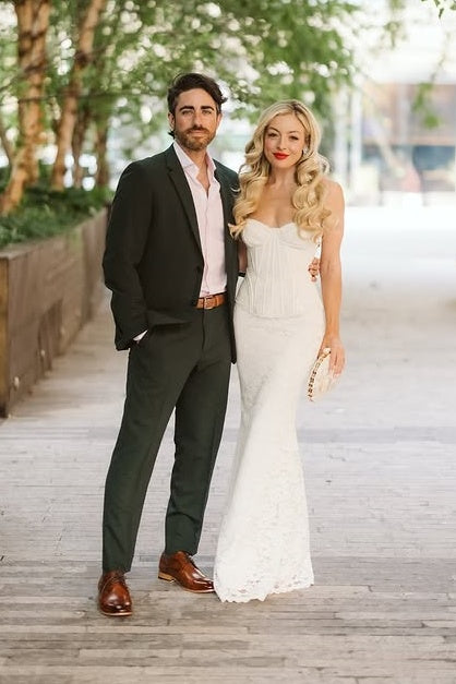 Sweetheart Strapless Mermaid Empire Lace Long Party Prom Dress