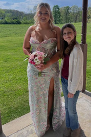 Sweetheart Strapless Mermaid Floral Tulle Mermaid Party Prom Dress