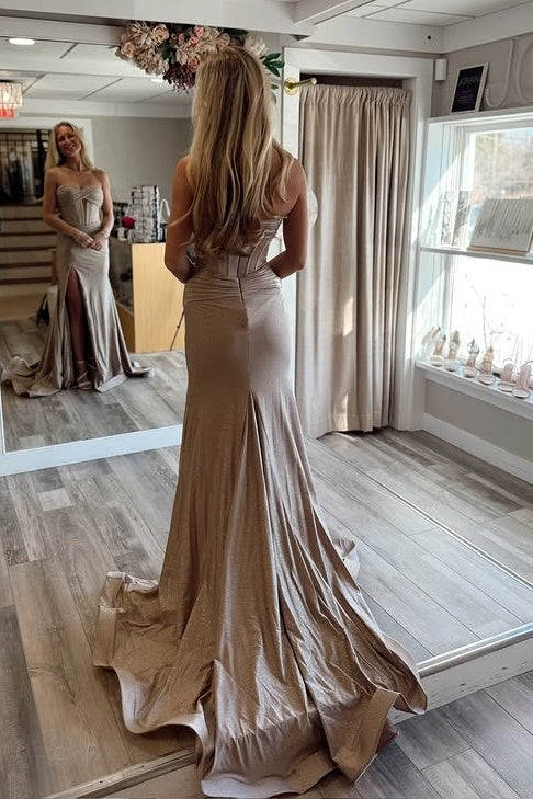 Sweetheart Strapless Mermaid Leg Slit Party Prom Dress