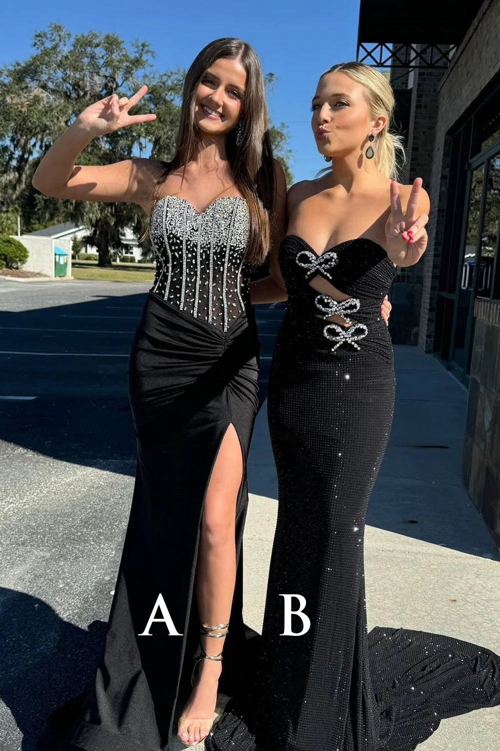 Sweetheart Strapless Mermaid Long Party Prom Dress With Slit