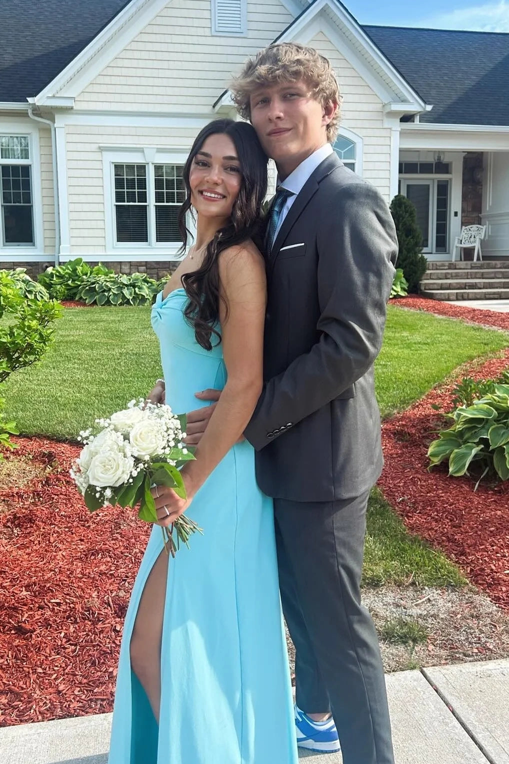 Sweetheart Strapless Mermaid Party Prom Dress With Leg Slit