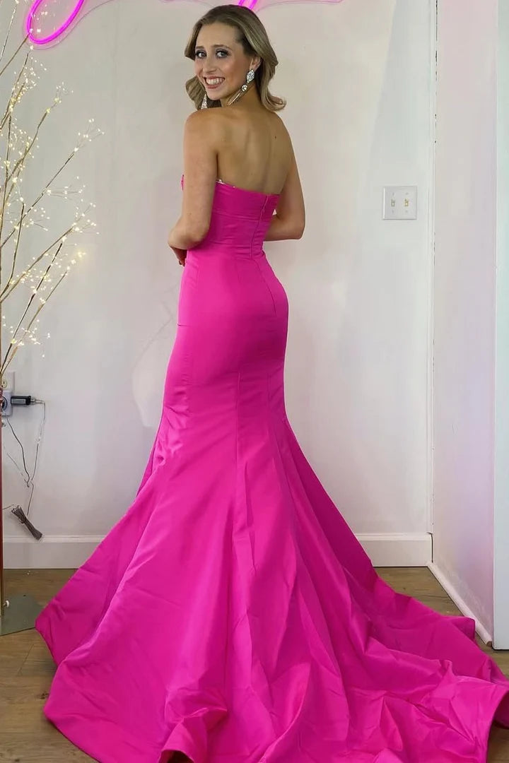 Sweetheart Strapless Mermaid Prom Dress With Train