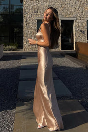 Sweetheart Strapless Open Back Satin Fitted Maxi Party Prom Dress
