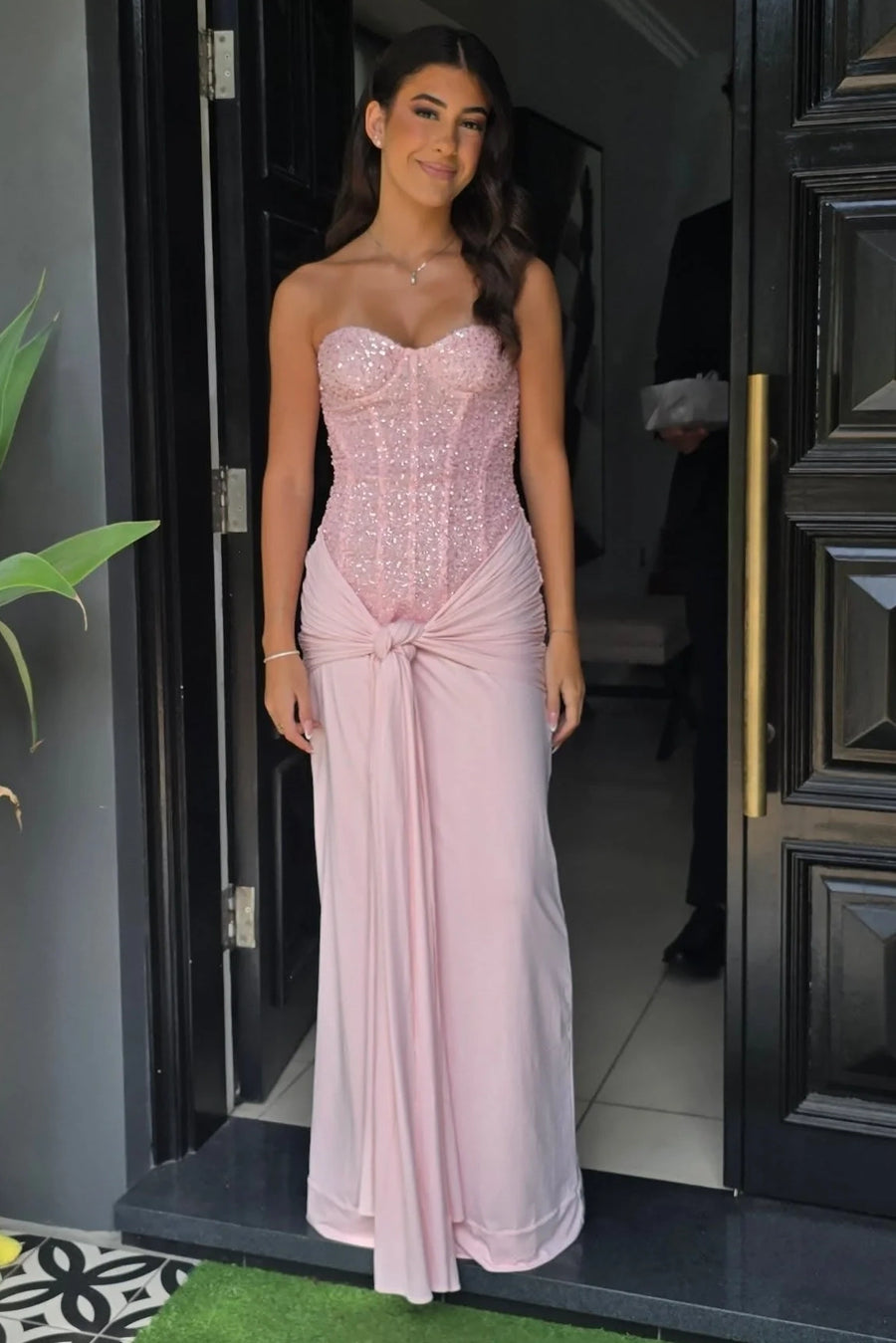 Sweetheart Strapless Pink Two Tone Party Prom Dress