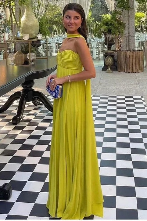 Sweetheart Strapless Pleated Long Party Prom Dress With Ribbon