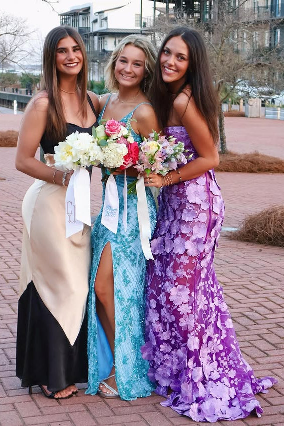 Sweetheart Strapless Purple Floral Lace Mermaid Party Prom Dress