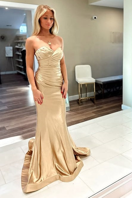 Sweetheart Strapless Ruched Empire Mermaid Party Prom Dress