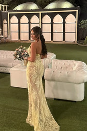 Sweetheart Strapless Ruched Empire Sheer Lace Party Prom Dress