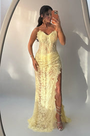 Sweetheart Strapless Ruched Empire Sheer Lace Party Prom Dress
